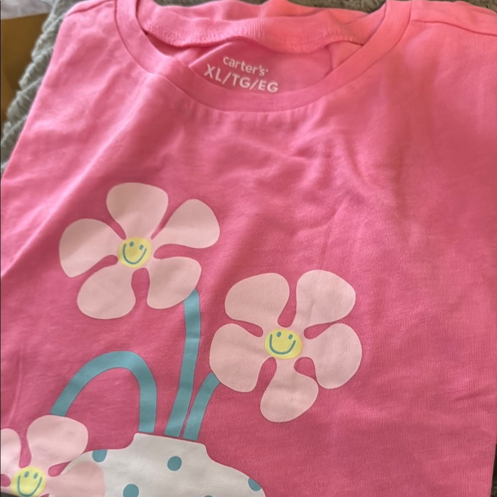 Carter's Pink and White Floral Short Sleeve Tee